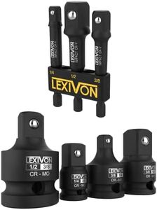 LEXIVON Impact Socket Adapter and Reducer 4-Piece Set | 1/4" - 3/8" - 1/2" + Impact Grade Socket Adapter Set, 3" Extension Bit With Holder | 1/4", 3/8", and 1/2" Drive Adapt Your Power Drill