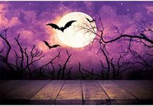 shensu Vinyl 10x8ft Purple Halloween Backdrops for Photography Withered Tree Super Moon Empty Wood Table Photography Background Newborn Baby Adults Portrait Parties Event Decor Photo Studio Props