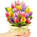 CNLITIHEKA Tulip Pop Up Flower Bouquet Card 3D Pop Up Birthday Card Get Well Soon Cards Thank You Greeting Card for Christmas Congratulations Gifts Includes Envelop