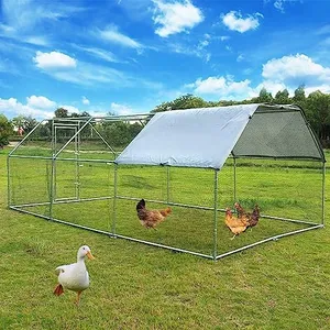 KIMORE Metal Chicken Coop with Run Walk-in Poultry Habitat, Large Duck Hen House with Waterproof & Anti-UV Cover for Backyard Farm Garden, Cage for Rabbits/Cats/Dogs(18.5' L x 9.2' W x 6.5' H)