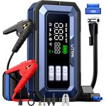 14-in-1 Car Battery Booster Jump Starter with Air Compressor, UTRAI 7000A 150PSI Car Booster Pack Jump Starter DC160W (All Gas/12L Diesel) OBD Detection, Battery Power Pack with Jumper Cables, LED