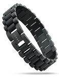 LUXAR Men's Stainless Steel Cylinder Link Bracelet | Solid Steel Adjustable Bracelet Designed for Men | Explore The World of Luxar [Brushed Black], Adjustable, Stainless Steel, no gemstone
