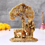 CraftVatika Radha Krishna Gift with Cow Calf Statue Murti Idol for Home Decoration, Gift Items for Anniversary,Wedding,House Warming,Return Gift