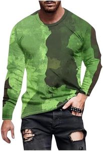 Long Sleeve Shirts for Men Camouflage Hunting Gear Compression Shirt Gym Running Mens Fitness Tactical Vest Biking Football Soccer 01#,Green,L