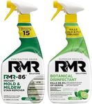 RMR Stain & Sanitation System –Instant Mold & Mildew Stain Remover + Botanical Disinfectant Cleaner, Indoor/Outdoor Cleaning Kit for Kitchens, Bathrooms, Furniture, Siding, & Deck, 2–32 Oz Bottles