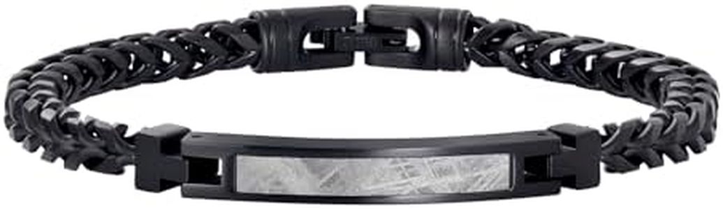 GTMJ Black Stainless Steel Meteorite Bracelet for Men 8.5 Inch Luxury Gift Set