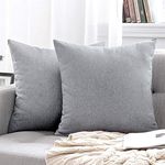 INDIAN DECOR. 81466 Pack of 2 Decorative Outdoor Solid Waterproof Throw Pillows Cotton Linen Garden Farmhouse Cushions for Patio Tent Balcony Couch Sofa 18x18 inch Light Grey