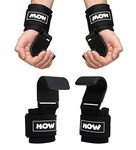 HOW (HOUSE OF WISHES) with Device Weight Lifting Hook Wrist Straps for Both Hands - Gym Support Straps Heavy Iron coated metal Black color (1 Pair)