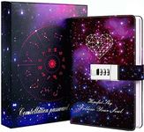 Dzhzal Diary with Lock, Starry Sky Journal for Boys Girls Women Lockable Leather Constellation Diary with Gifts Box, Personal Secret Locking Refillable A5 Notebooks 8.5 X 5.9"