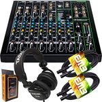 Mackie ProFX10v3 10-Channel Mixer with Built-in Effects and USB + Pro Headphone with Pair of EMB XLR Cable and Gravity Magnet Phone Holder Bundle, TH02 (2)+M