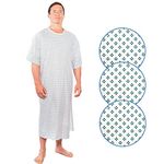 Nobles 3X Blue/Green Squares Print Unisex Hospital Gowns -Pack of 3