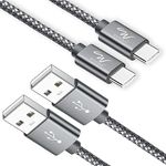 Wayona USB to Type C 3A/65W Fast Charging Nylon Braided 480 Mbps Data Cable Compatible for iPhone 15 Series, CarPlay, Android Auto, Galaxy S24, S23 Ultra, S23, S20, S21, S22 (3FT Pack of 2, Grey)