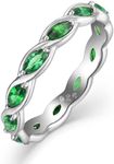 YL Twisted Rings 925 Sterling Silver Infinity Ring 2x4mm Marquise Cut Gemstone Eternity Band for Women, Metal, Created Emerald