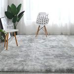 Tinyboy-hbq Area Rugs Fluffy Bedroom Carpet Soft Floor Mat Anti-Slip Living Room Rugs Shaggy Plush Carpets for Living Room Home Decor (Grey white, 200 * 200cm)