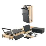 SWACCH Premium Wooden Pilates Reformer - Foldable Home Gym Equipment with 5 Springs, Jumping Board, Sitting Box, Complete Accessories Bundle