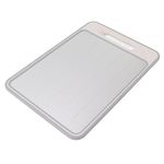 Defrosting Cutting Board, 4 in 1 Double Sided Thawing Plate Chopping Board with Sharpener for Kitchen Thawing Frozen Meat Foods 12.3x8.3in (Khaki)