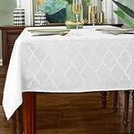 SASTYBALE Jacquard Tablecloth Rectangle, Spill Proof & Stain Resistant Table Cloth Rectangular, Wrinkle Free Table Cover for Banquet, Parties, Dinner, Kitchen, Wedding(52"x70", White)