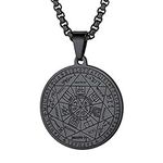 PROSTEEL Amulet Necklace for Men Protection from Evil Spirits Seven Archangels Talisman Medallion Black