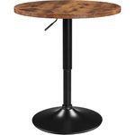 Yaheetech Round Bar Table for Cocktail Bar Home Bar Pub Coffee Tea Dining Bistro Table, Rustic Brown