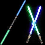 Liberty Imports Laser Sword 2-In-1 Led Light Up Fx Double Bladed Dual Lightsaber (Multicolour, 29 Inch, 2 Pack), Kid