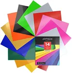 Arteza HTV Vinyl Bundle, 14 Multi-Color Iron On Heat Transfer Sheets, 10x12 Inches, Flexible & Easy to Weed, Use with Any Craft Cutting Machine, Boxed