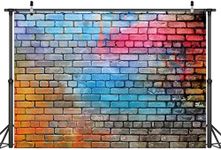 LYCGS 7X5FT Colorful Brick Wall Photo Backdrop 80's Hip Hop Disco Baby Birthday Wedding Graduation Themed Party Photography Background Fashion Decor Seamless Photo Booth Prop Background 11502