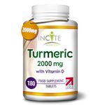 Turmeric Curcumin 2000mg - 180 Premium Vegan Tablets - High Strength Quality Turmeric Curcumin with Vitamin D3