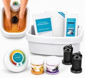 Ionic Foot Bath Detox Machine for Home Use & Salon, Ion Cleanse Foot Detox Machine with Tub, 2 Reusable Arrays, 90 Disposable Liners, 3 Sea Salts, 30-Min Auto-Off