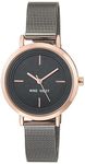 Nine West Women's Mesh Bracelet Watch, Dark Gunmetal Grey/Rose Gold, Japanese