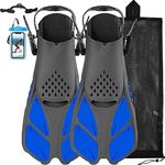 Snorkel Fins, Happyouth Swim Fins Open Heel Adjustable Swim Flippers Travel Size Short Fins with Mesh Bag for Snorkeling Diving Swimming Adult Men Women Kids Swimming Flippers