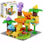 Kid Marble Run Building Blocks Dinosaur, Montessori Learning STEM Toy Bricks Maze Puzzle Set Race Track Compatible with Major Brands for Age 3 4 5 6 7 8+ Boys Girls Gift 67PCS