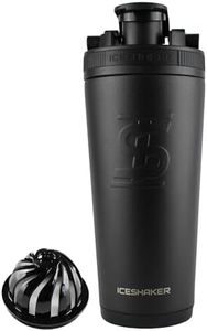 Ice Shaker Stainless Steel Shaker Bottle | 26oz, Black | Stays Cold for 30+ Hours | Insulated Cup with Twist-on Agitator | Odor-Free Shaker Cup for Protein Shakes, Water, Smoothies, Cocktails