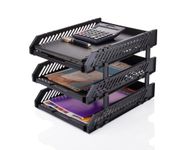 E-COSMOS File Tray Rack ABS Plastics | Foldable Office Desk Accessories | Durable & Sturdy | Easy Assembly | Efficient Organizer | Plastic Office Stationery Files Layer Rack (3 Layer)