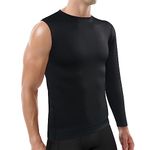 Akkad Kuti Mens One Arm Sleeve Compression Shirt Basketball One Sleeve Base Layer Quick Dry Workout Gym Undershirt (Black Left Long, 3XL)