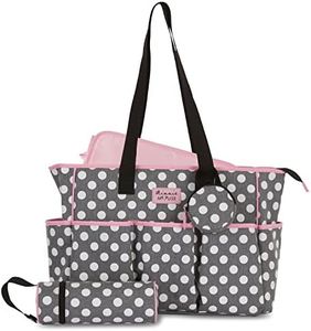 Disney Unisex Baby Tote Diaper Bag and Changing Pad, Minnie Mouse Polka Dot Print, Large