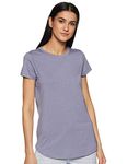 Van Heusen Women Round Neck Lounge Regular Fit T-Shirt - Modal Cotton - Short Sleeve, Superior Drape, Long Length_55403_Silver Bullet_Medium