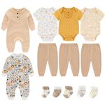 Ruliby Baby Bodysuits Cartoon Zip Romper Cotton Pants Yellow Newborn Girl Layette Set 0-3 Month