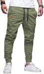 JMIERR Mens Casual Joggers Pants - Cotton Drawstring Chino Cargo Pants Twill Track Jogging Sweatpants, XL, Light Green