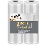 Vacuum Sealer Bags 2 Pack 8'' x 50' Food Saver Vacuum Sealer Bags Rolls Sous Vide Bags Vacuum Seal BPA Free