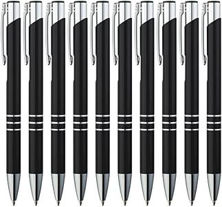 GIMEI® lot Stylo bille métallique, lot de 10 | Ensemble de stylos à bille de qualité supérieure, lisse et facile à écrire | Stylo bille noir à encre bleue, attrayant sur le plan visuel
