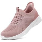 STQ Slip ins Womens Trainers Hands Free Slip on Shoes for Pregnancy Women Breathable Summer Laides Walking Shoes Dark Pink UK 7