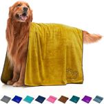 Lucky Paws® UK Dog Towel – Extra Large 140x70cm Dog Towels – Super Absorbent, Luxuriously Soft, Fast Drying Dog Towels for Drying Dogs ��– Premium Microfibre Dog Towel (Pack of 1, Ochre)