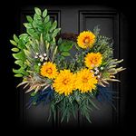 Soosubel Wreath for Front Door,24 Inch Welcome Wreath for Home Decor,Artificial Sunflower Door Wreath for All Seasons