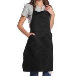 BIGHAS Adjustable Bib Apron with Long Ties for Women Men 18 Colors Chef Kitchen Cooking (Black)