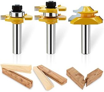 Tongue and Groove Router Bit Tool Set 3 Teeth Adjustable T Shape Wood Milling Cutter 1/2 Inch Shank with 45°Lock Miter Bit 1/2 Inch Shank for For Router Table/Base Router/Kitchen/Bathroom