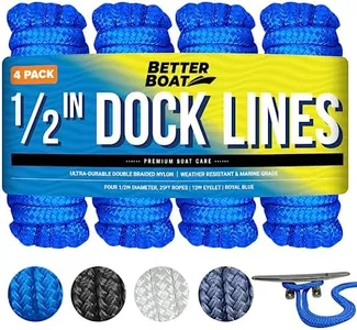 Boat Dock Lines & Rope Boat Ropes for Docking 1/2" Line Braided Mooring Marine Rope 25FT 1/2 Inch Nylon Rope Boat Dock Lines for Docking Boat Lines Boating Rope Braided with Loop Royal Blue 4 Pk