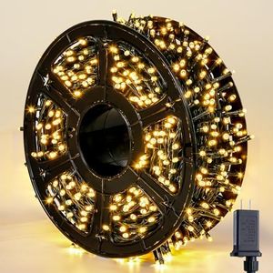 JMEXSUSS 272ft 800 LED Outdoor Christmas Lights, 8 Modes Warm White Christmas Tree Lights Green Wire, Waterproof Led Christmas String Lights for Outside Indoor Xmas Party Tree Decor