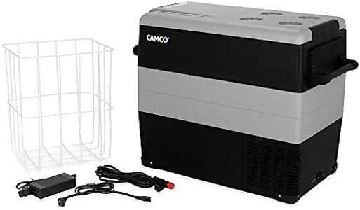 Camco 51518 CAM-550 Portable Refrigerator, AC 110V/DC 12V Compact Fridge/Freezer, 55-Liter - Keeps Food and Drinks Cold While On-The-Go - Ideal for Road Trips, RVing, Camping, Boating and Tailgating , Black