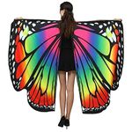 PATPAT Rainbow Butterfly Wings, Butterfly Wings Cape for Women Girls, Cosplay Costumes for Women , Girls Halloween Costume Role Play for Women Costume for Party,Multicolour,soft fabric material