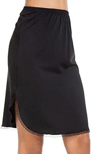 MANCYFIT Half Slips for Women Underskirt Short Mini Skirt with Floral Lace Trim Black Medium